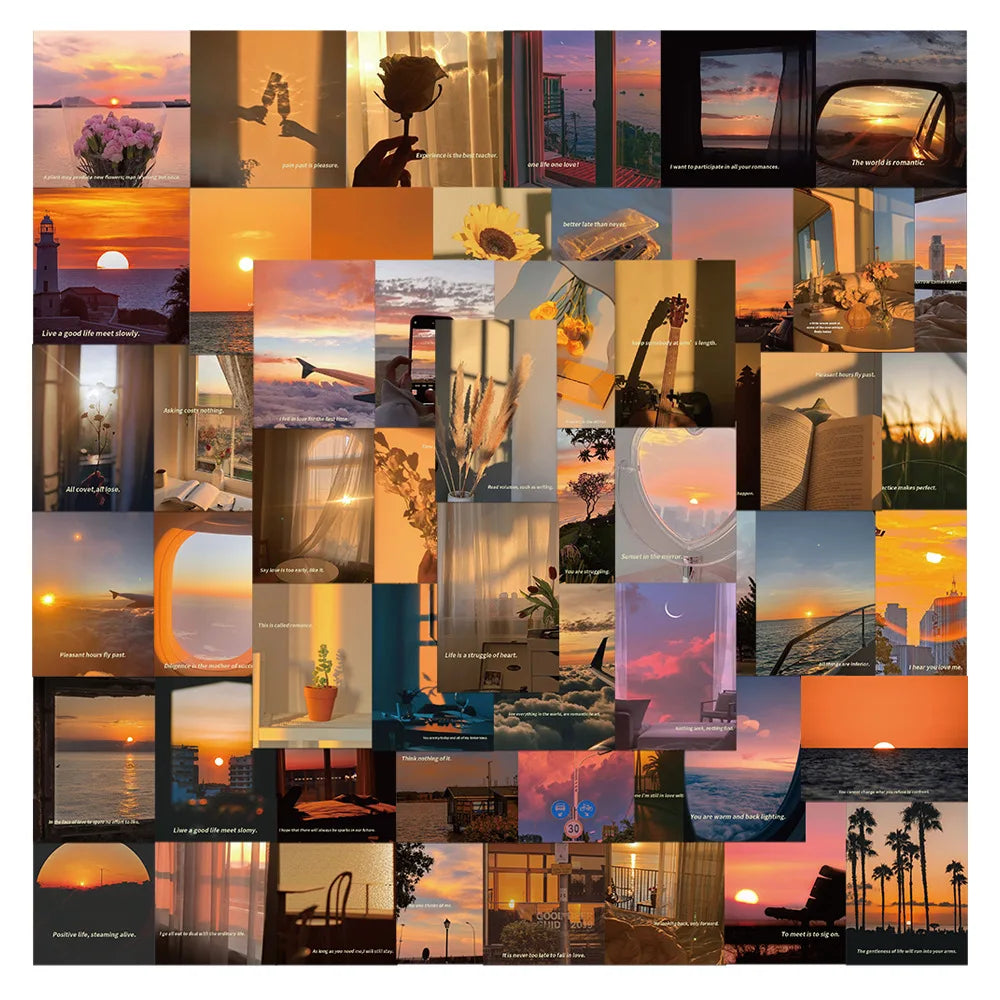Sunset Scenery Aesthetic Stickers Pack for Car, Guitar, Motorcycle, Luggage, Suitcase, DIY Toy, Graffiti Gift (Online Order Only)