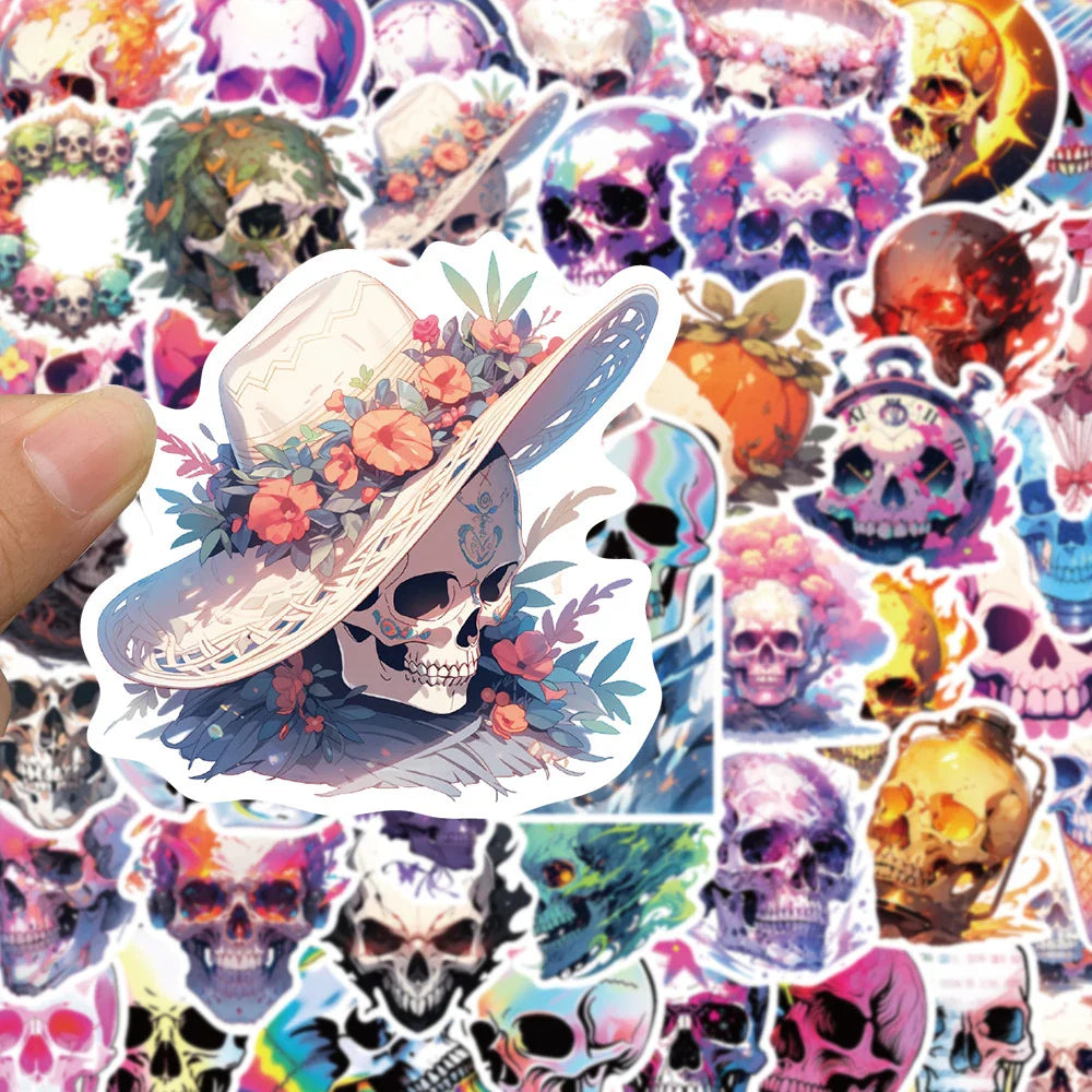 10/30/50pcs Cool Cartoon Skull Waterproof Stickers Skateboard Car Phone Laptop Luggage Motorcycle Bike Decoration Sticker Decals (ONLINE ORDER ONLY)