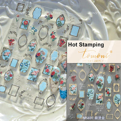 Watercolor Style Rose Flower Colored Rosa Chinensis 3D 5D Flat Reliefs Charming Self Adhesive Nail Art Stickers Manicure Decals (ONLINE ORDER ONLY)