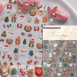 Dressy Embossment Colorful Gradient Snowflakes Laser Silver Christmas Tree Winter Bowknot Santa Nail Art Stickers Manicure Decal (Online Order Only)