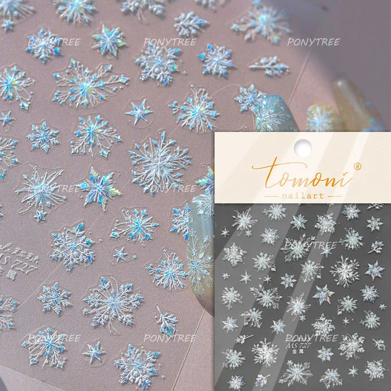 Snowflake Butterfly Rhinestone Shiny Totem Self Adhesive Nail Art Stickers Romantic Charm Chic Rose Flower Pearl Manicure Decals (ONLINE ORDER ONLY)