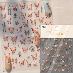 Oil Painting Style Rose Flowers Butterfly Wreath Floral Garland 5D Soft Relief Adhesive Nail Art Sticker Cute 3D Manicure Decals (ONLINE ORDER ONLY)