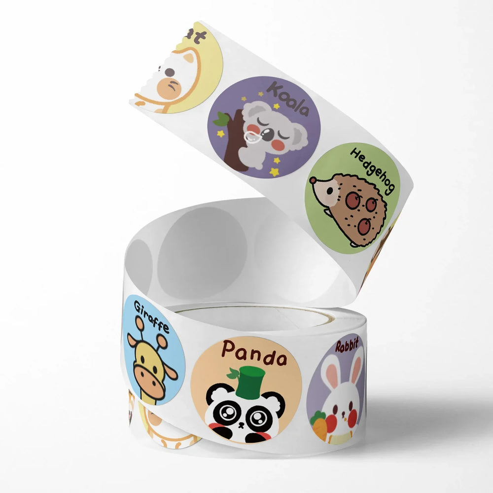 100-500 Pcs 2.5cm Cute Animal  Monkey Cat Stickers Roll for Envelope Praise Reward Student Kid Work Label Stationery Seal Lable (ONLINE ORDER ONLY)