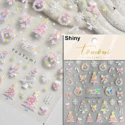 Snowman Apple Stars Gift Bell Snowflake Christmas Tree 3D Jelly Self Adhesive Nail Art Stickers Santa Claus Xmas Manicure Decals (ONLINE ORDER ONLY)