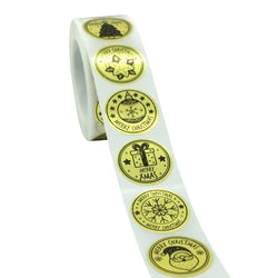 Gold Merry Christmas Stickers 100-500pcs Mail Stickers For Business Packaging, Bags, Boxes And Envelope Sealing Label Sticker (ONLINE ORDER ONLY)