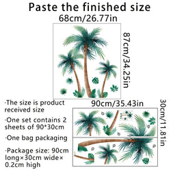 Plant Coconut Tree Wall Sticker Kids Room Bedroom for Living Room Nursery Room Home Decor PVC Waterproof wall adhesive wallpaper (Online Order Only)