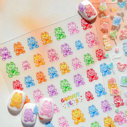 Colourful Jelly Rabbit Bunny Gummy Bear Cute Lollipop Soda Water Candy Snack Pudding Star Heart Nail Art Stickers Manicure Decal (ONLINE ORDER ONLY)