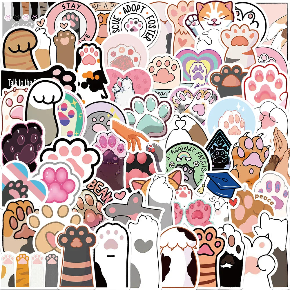 61PCS Cat Claw Stickers Waterproof Decals for Laptop, Guitar, Refrigerator, Cup (Online Order Only)