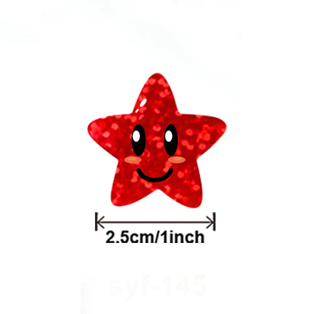 100-500pcs Glitter Star Stickers for Kids School Teacher Reward Sticker Party Decor Small Business Label Scrapbooking Stickers (Online Order Only)
