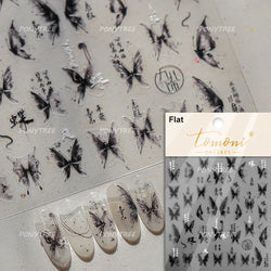 Oil Painting Style Rose Flowers Butterfly Wreath Floral Garland 5D Soft Relief Adhesive Nail Art Sticker Cute 3D Manicure Decals (ONLINE ORDER ONLY)