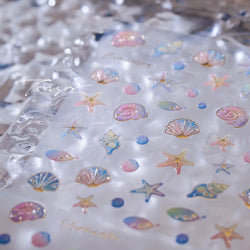 Conch Starfish Shell Beach Fish Star Ocean Colorful Water Bubbles Summer Delicate Self Adhesive Nail Art Stickers Manicure Decal (ONLINE ORDER ONLY)