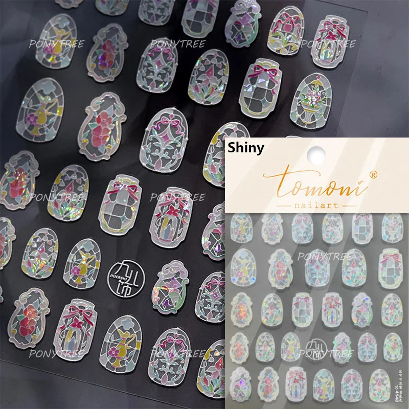 Baroque Figure Flower Totem Geometric Star Love Heart Hot Stamping Embossed Relief Self Adhesive Nail Art Sticker Manicure Decal (ONLINE ORDER ONLY)