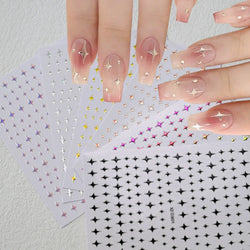 1Sheet Laser Star Nail Stickers 3D Metallic Mirror Gold/Silver Irregular Star Manicure Decals Y2K Self Adhesive Nails Decoration (ONLINE ORDER ONLY)