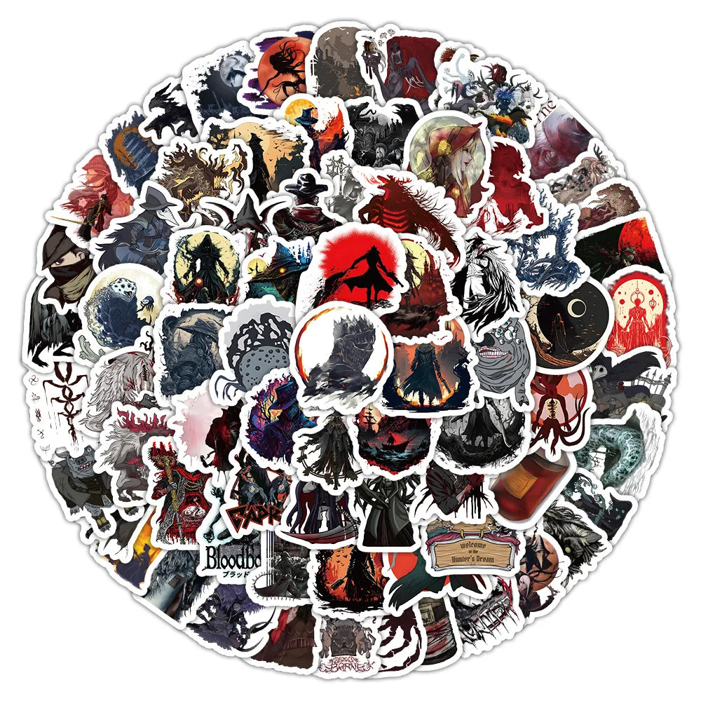 10/30/50/103PCS Bloodborne Cartoon Stickers Game Graffiti Decals Kids Toy Scrapbook Luggage Laptop Phone Car Bike Skateboard (ONLINE ORDER ONLY)