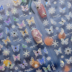 Colourful Butterfly Delicate Anmials Adhesive Nail Art Stickers Dreamy Winter Snowflake Rhinestone Manicure Decals Nail Supplies (ONLINE ORDER ONLY)