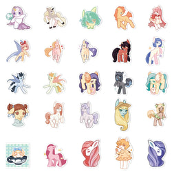 10/30/50PCS Fantasy Creature Cute Cartoon Pony Stickers Kawaii Animal Decals Kids Toy DIY Scrapbook Phone Fridge Laptop Bike Car (ONLINE ORDER ONLY)