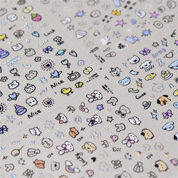 Line Cat Dog Bear Rabbit Chicken Animals Apple Cherry Cake Bowknot Butterfly Balloon Rainbow Nail Art Stickers Manicure Decals (ONLINE ORDER ONLY)