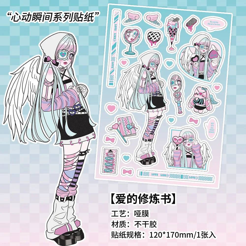 1pcs New Kawaii Heartbeat Girl Scrapbooking Sticker Art Collage Diary Journal DIY Craft Aesthetics Decorative Sticker Stationery (ONLINE ORDER ONLY)