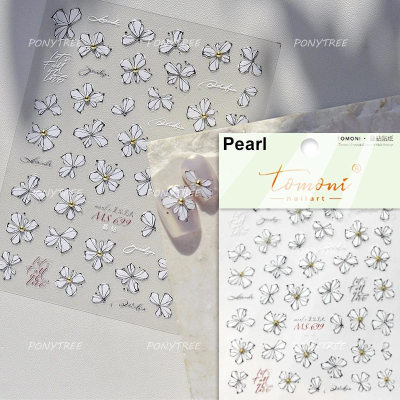 Charm Pink Yellow Flower Petal Stamen Stamen Peony Self Adhesive Nail Art Decorations Stickers Shiny Rhinestone Manicure Decals (ONLINE ORDER ONLY)