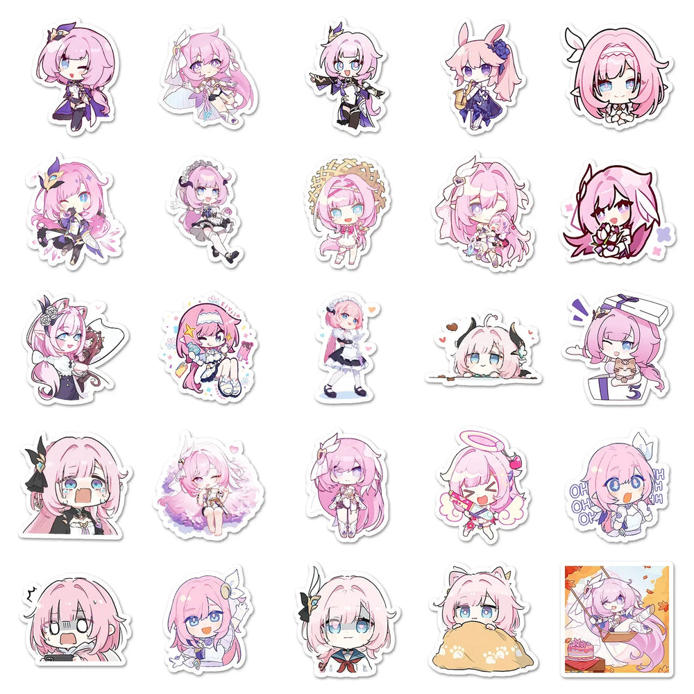 10/30/50PCS Honkai Impact 3 Stickers Cute Elysia Cartoon Sticker Fridge Luggage Laptop Phone Guitar Car Bike Skateboard Decals (ONLINE ORDER ONLY)