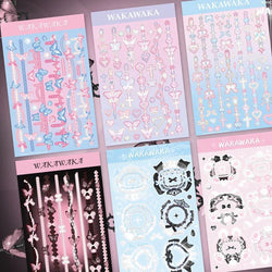 1Pc Korean Ins Butterfly Pearl Chain Sticker Cute Cat Ear Album Decorative Stickers Journal Scrapbooking Kpop Stationery Sticker (Online Order Only)