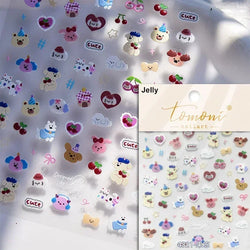 Bowknot Dog puppy Christmas Hat Strawberry Cake Food Coffee Cherry Love Heart Adhesive Nail Art Sticker Reliefs Manicure Decals (Online Order Only)