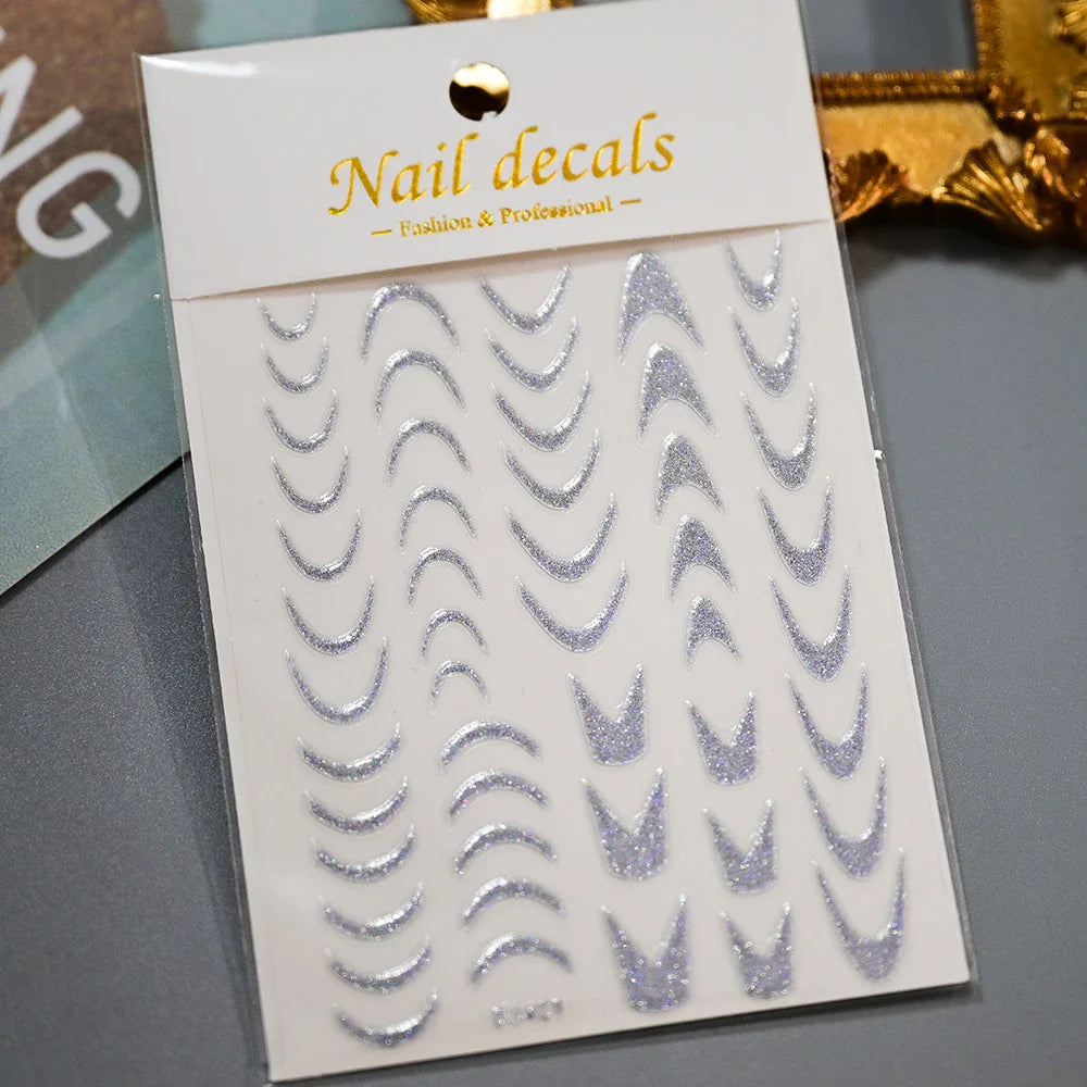 1Pc Red Pink White Heart Bow Nail Art Stickers with Glitter Sequins 5D Self Adhesive Nail Decorations Slider Decals DIY Manicure (ONLINE ORDER ONLY)
