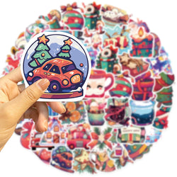 10/30/50PCS Cute Christmas Cartoon Stickers Santa Claus Decals Toys DIY Skateboard Fridge Phone Funny Waterproof Graffiti Gift (ONLINE ORDER ONLY)