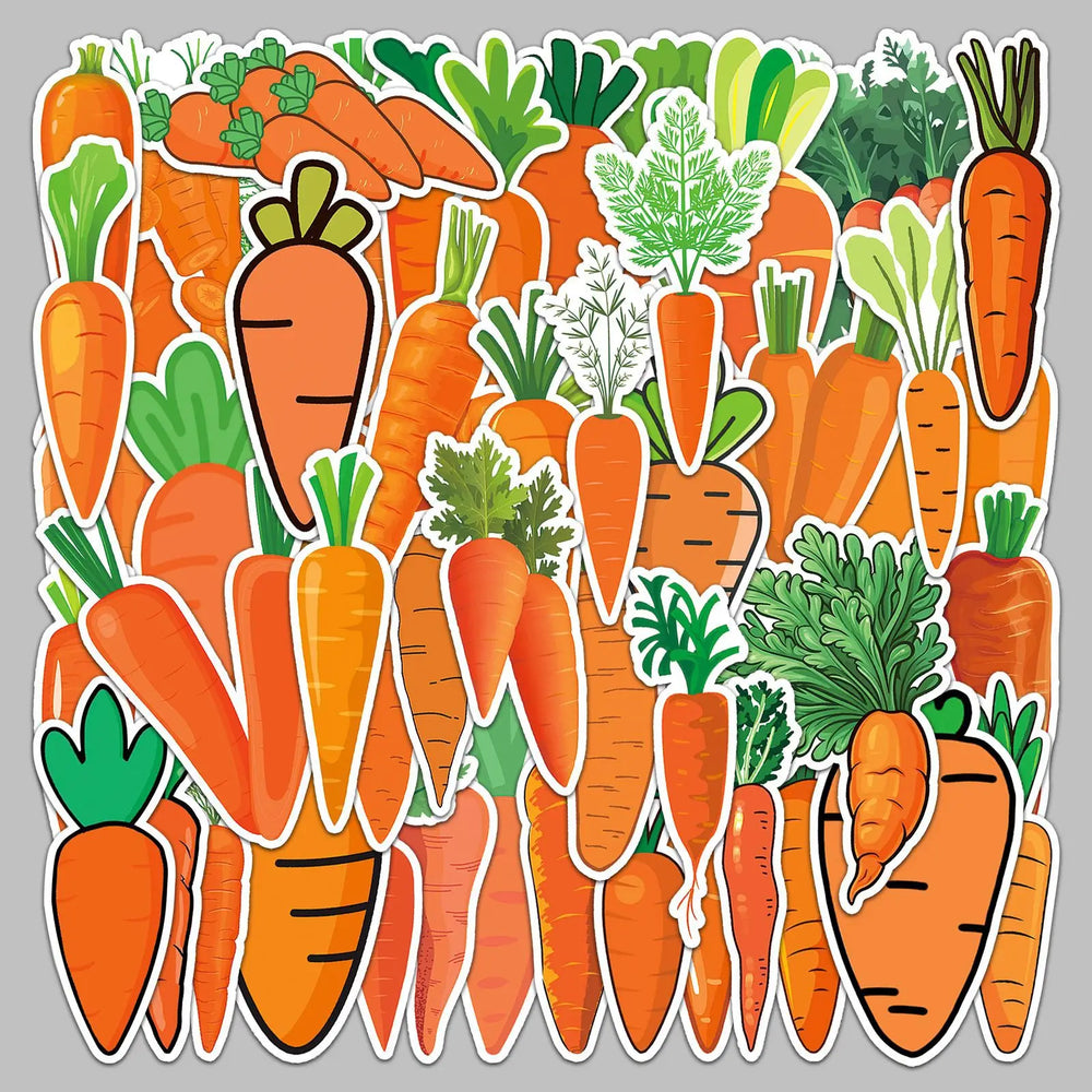 50pcs Cute Carrot Graffiti Stickers for Helmet, Wall, DIY Decoration (Online Order Only)