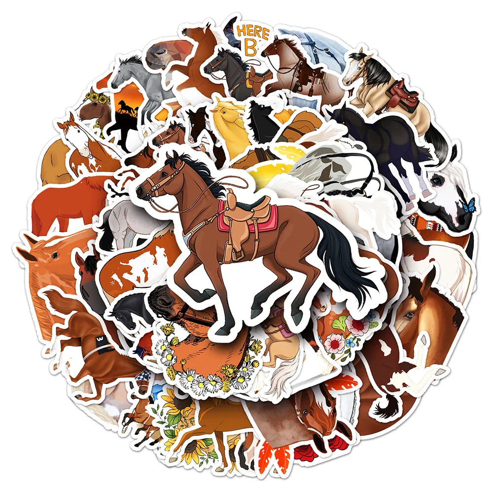 10/30/50PCS Cartoon Horse Stickers Cool Animals Graffiti Decals DIY Laptop Motorcycle Bicycle Helmet Suitcase Wall Sticker Toys (Online Order Only)