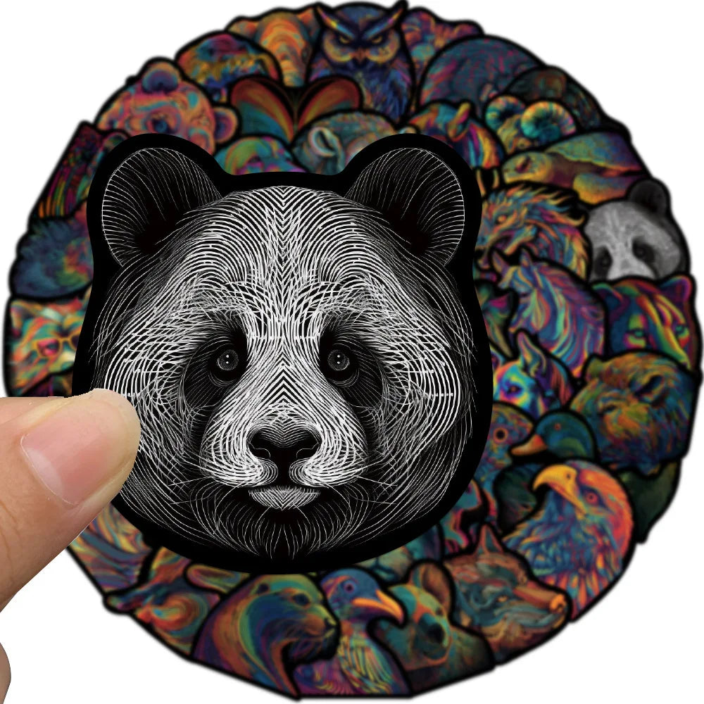 10/30/50PCS Psychedelic Line Animals Cartoon Stickers Novel Decals DIY Skateboard Guitar Laptop Motorcycle Classic Toy Sticker (ONLINE ORDER ONLY)