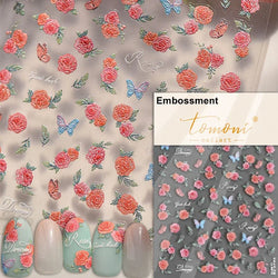 Romantic Candle Holder Lace Rambler Rose Pink Flower Bowknot Candlestick Ribbon Adhesive Nail Art Stickers Shiny Manicure Decals (ONLINE ORDER ONLY)