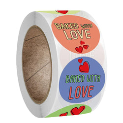 100-500pcs Handmade With Love Kraft Paper Stickers Round Adhesive Labels Baking Wedding Decoration Party Decoration Sticker (Online Order Only)