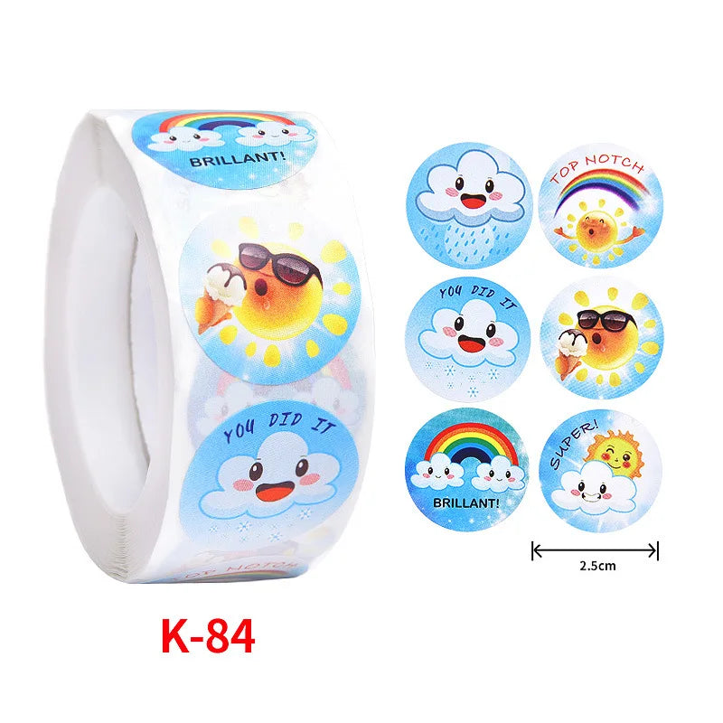 500Pcs Children's Cartoon Animal Stickers Baby Stickers Kindergarten Inspirational Little Red Flower Reward Roll Stickers (Online Order Only)