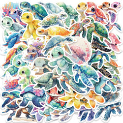 50pcs Cute Cartoon Sea Turtle Animal Stickers Pack Waterproof Graffiti For Laptop Water Bottle Guitar Luggage Vinyl Decals (ONLINE ORDER ONLY)