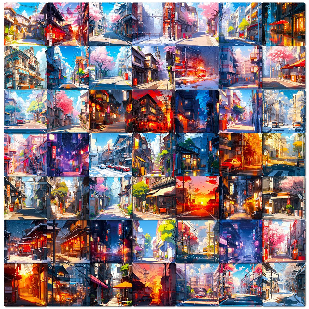 Cartoon Street Landscape Anime Stickers for Laptop, Fridge, Car, Scrapbook - 10/30/50pcs (ONLINE ORDER ONLY)