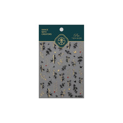 Antique Bamboo Leaf Hot Stamping Plant Botany Calligraphy Characters Self Adhesive Nail Art Stickers Rhinestone Manicure Decals (ONLINE ORDER ONLY)