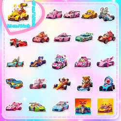 10/30/50PCS Catroon Animal Racing Car Stickers Graffiti PVC Waterproof Notebook Phone Bike Laptop Luggage Kids Toy Funny Decals (ONLINE ORDER ONLY)