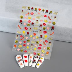 1pc Bohemian Valentine Nail Stickers 3D Self-Adhesive Fantasy Nail Art Glitter Sun, Heart, Lock, Star & Moon Designs Nail Decals (ONLINE ORDER ONLY)