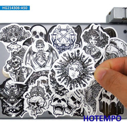 20/30/50Pieces Witch Devil Skull Demon Black White Gothic Stickers for Skateboard Motorcycle Car Bike Phone Laptop Sticker Toys (Online Order Only)