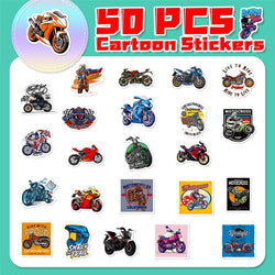 10/30/50PCS Fast Motorcycle PVC Sticky Sticker Aesthetic Chidlren's Stationery Decoration Scrapbooking Hand Accounting Supplies (ONLINE ORDER ONLY)