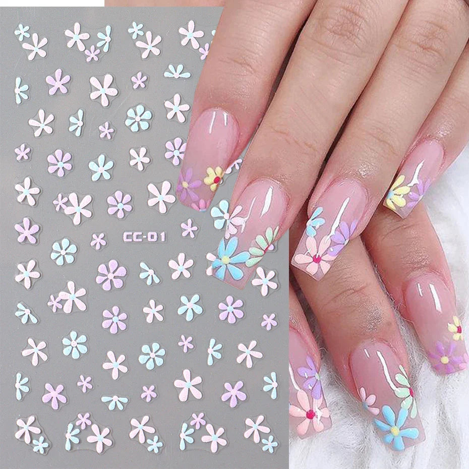 3D Stars Nails Art Sticker Small Flower Love Heart Lips Water Transfer Sliders Decals DIY Decorations Manicure Charm Foils (Online Order Only)