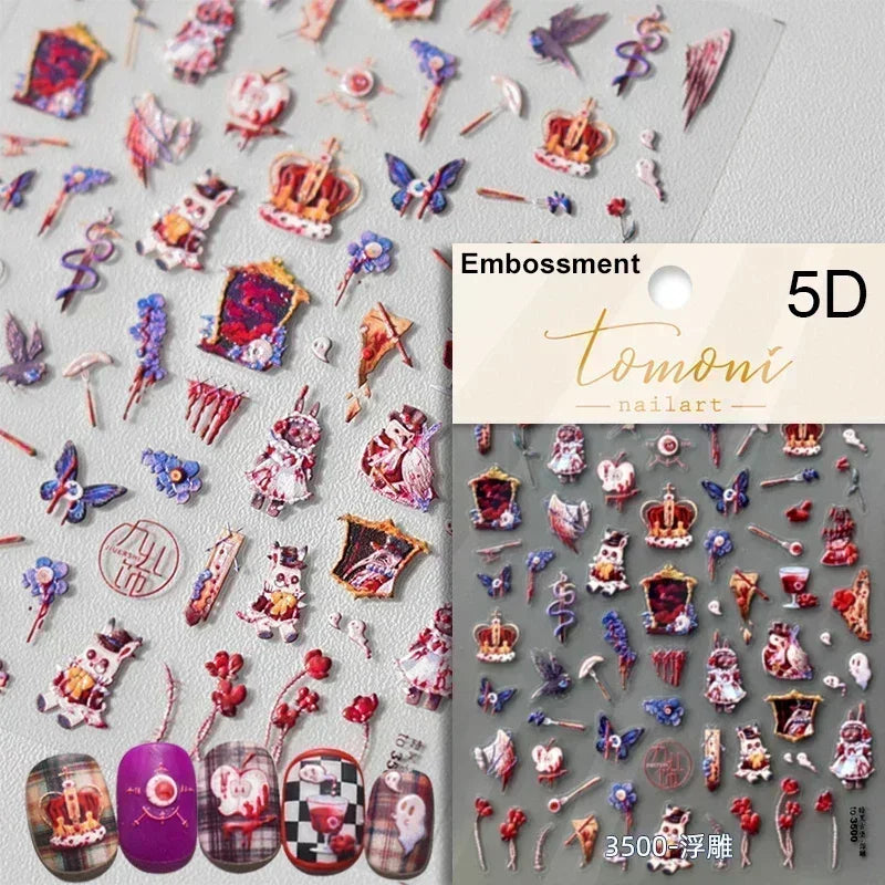 Cat Eye Shiny Blue Purple Spider Cross Love Heart Star Snake Web Jelly Thrilling Nail Art Stickers Manicure Decals Halloween (ONLINE ORDER ONLY)