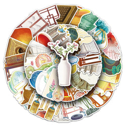 Chinese Style Stickers Retro Cartoon Graffiti DIY Scrapbook Fridge Luggage Laptop Phone Guitar Bike Decals 10/30/50PCS (ONLINE ORDER ONLY)