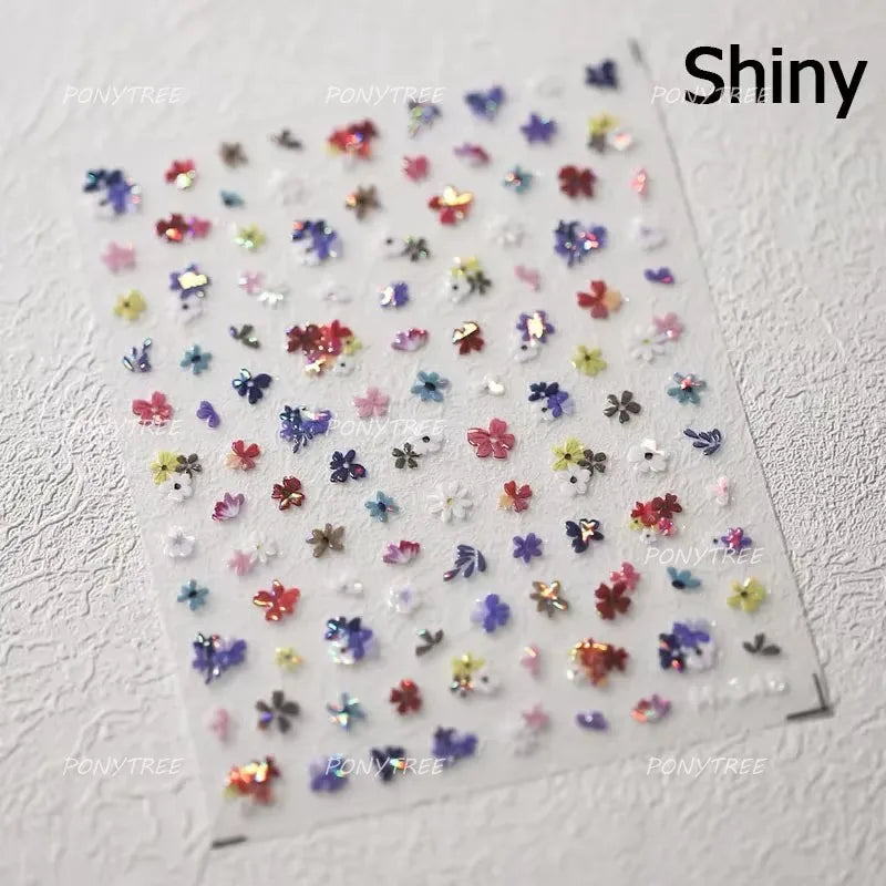 Chic Wild Flower Oil Painting Small Variegated Daisy Peach Blossom Lavender Petal Adhesive Nail Art Stickers Manicure Decals (Online Order Only)