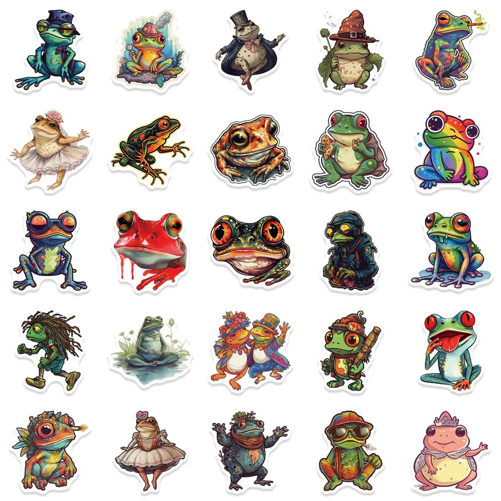 10/30/51PCS Colorful Psychedelic Frog Cartoon Stickers DIY Laptop Luggage Skateboard Graffiti Decals Fun for Kid Toys Gift (ONLINE ORDER ONLY)