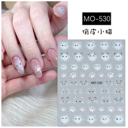 Lovely Cartoon Halo Dyeing Cat Bowkbot Paw Kitten Star Love Charming Self Adhesive Nail Art Sticker Cute Animals Manicure Decal (ONLINE ORDER ONLY)