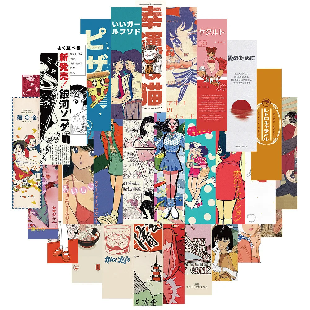 Showa Era Japanese Style Stickers Decals for Phone Luggage Car Bike (ONLINE ORDER ONLY)