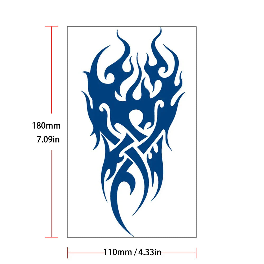 Long Lasting Waterproof Juice Temporary Fake Tattoo Sticker,Blue Totem Dragon Compass for Woman Man Cool Beauty Fashion Body Art (Online Order Only)