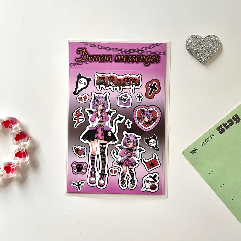 Korean ins Devil Angel Girl Stickers Diary Scrapbooking DIY Album Decoration Sticker Aesthetic Personalized Kawaii Stationery (ONLINE ORDER ONLY)